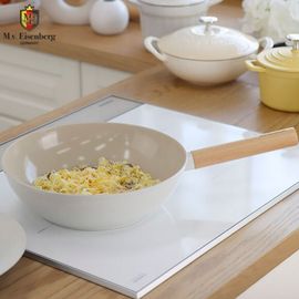 [M.v.Eisenberg] KUCHEN BAUM IH Ceramic Pan Series – Non-Stick, Natural Mineral Coating, Induction-Compatible, Easy to Clean, with Elegant Wood Handle